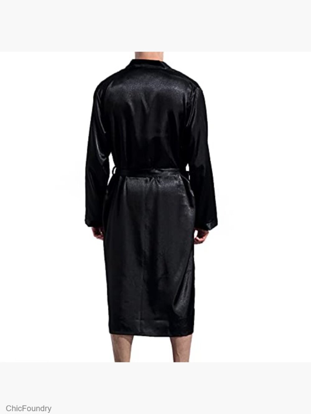 Men's Satin Kimono Robe Silk Classic Long Bathrobe Pockets Lightweight - Picture 4 of 4